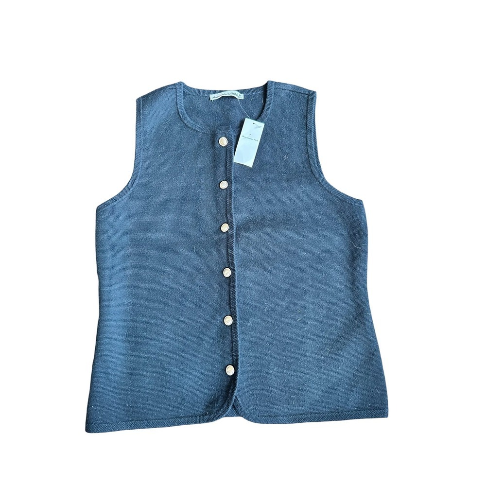 Abercrombie & Fitch Black Button Front‎ Knit Vest Women's Medium NWT
